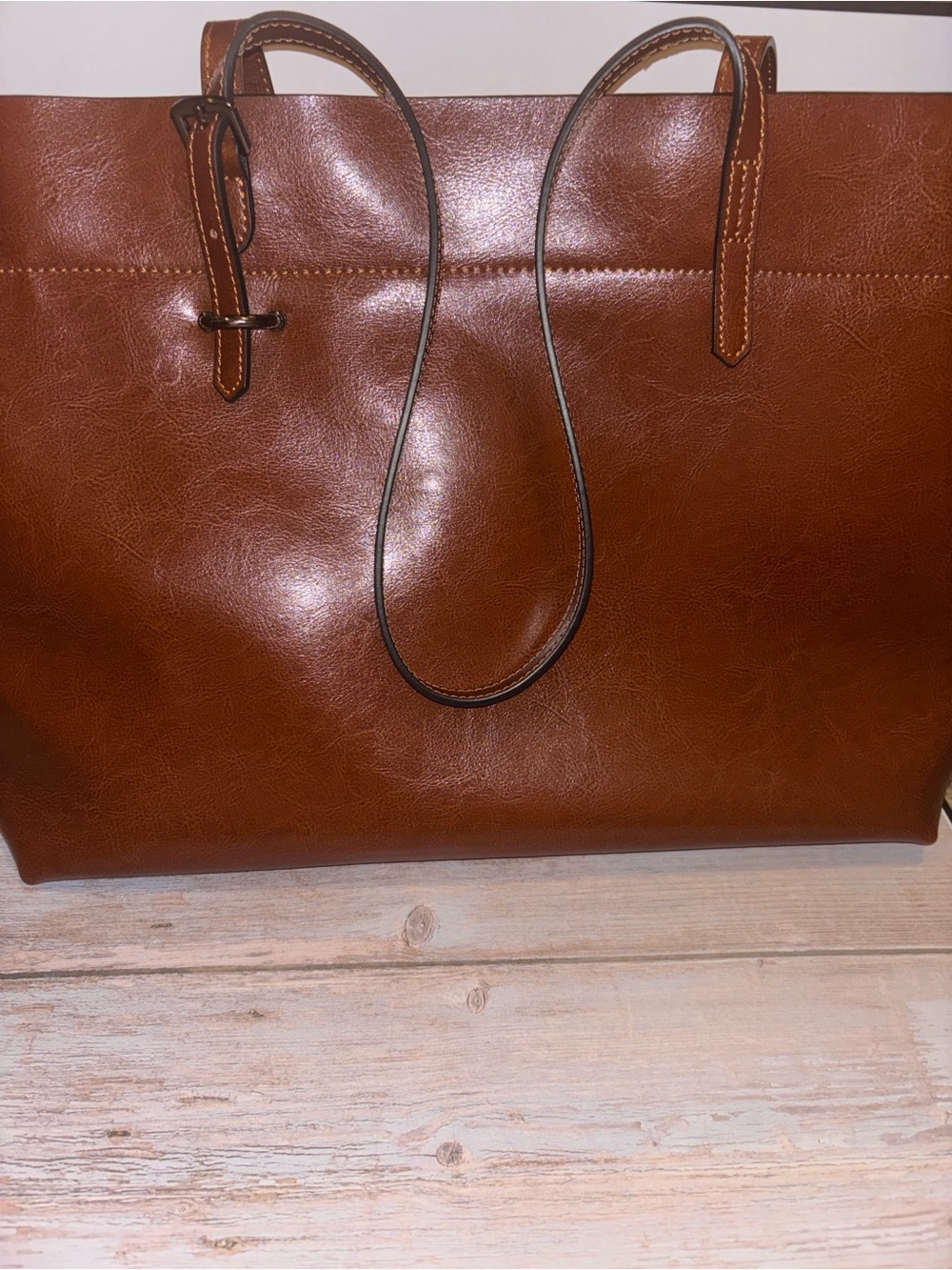 Classic Chestnut Leather Tote Bag